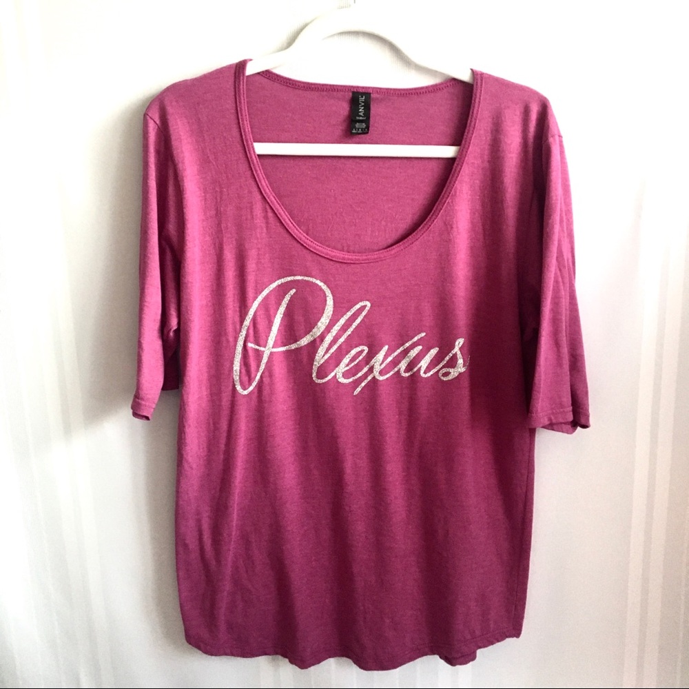 Plexus Glitter Half Sleeve T-shirt Top Pink Large